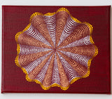 3D dot Mandala dark red gold white yellow