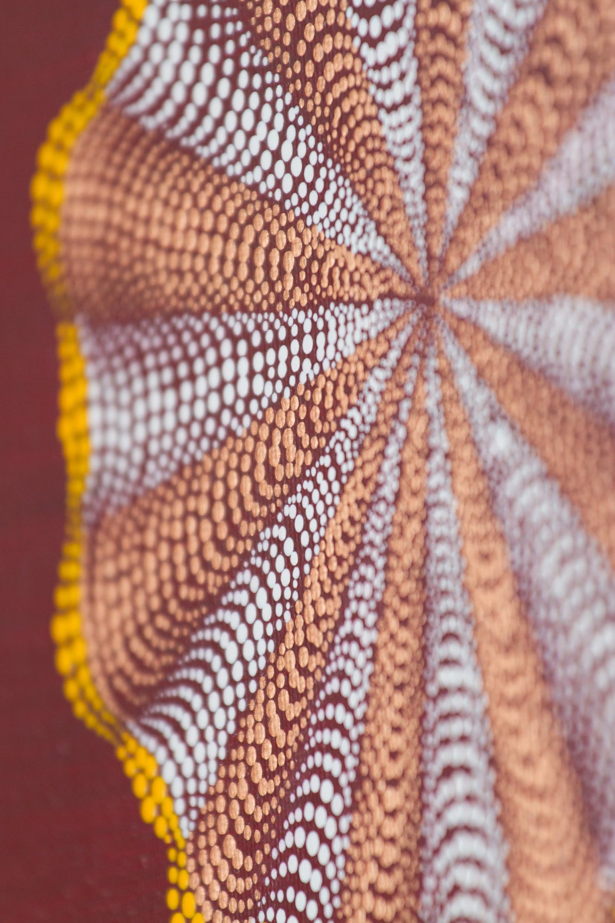 3D dot Mandala gold red white yellow