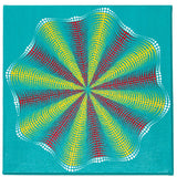 Red yellow white dot mandala on green background