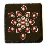 Hand dotted slate coaster set