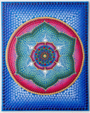 Large blue red green gold lotus dot mandala