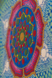 Large blue red green gold lotus dot mandala 