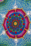 Large lotus dot mandala blue red green gold