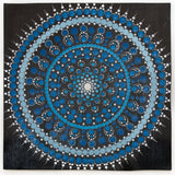 Blue white black meditation tool dot mandala