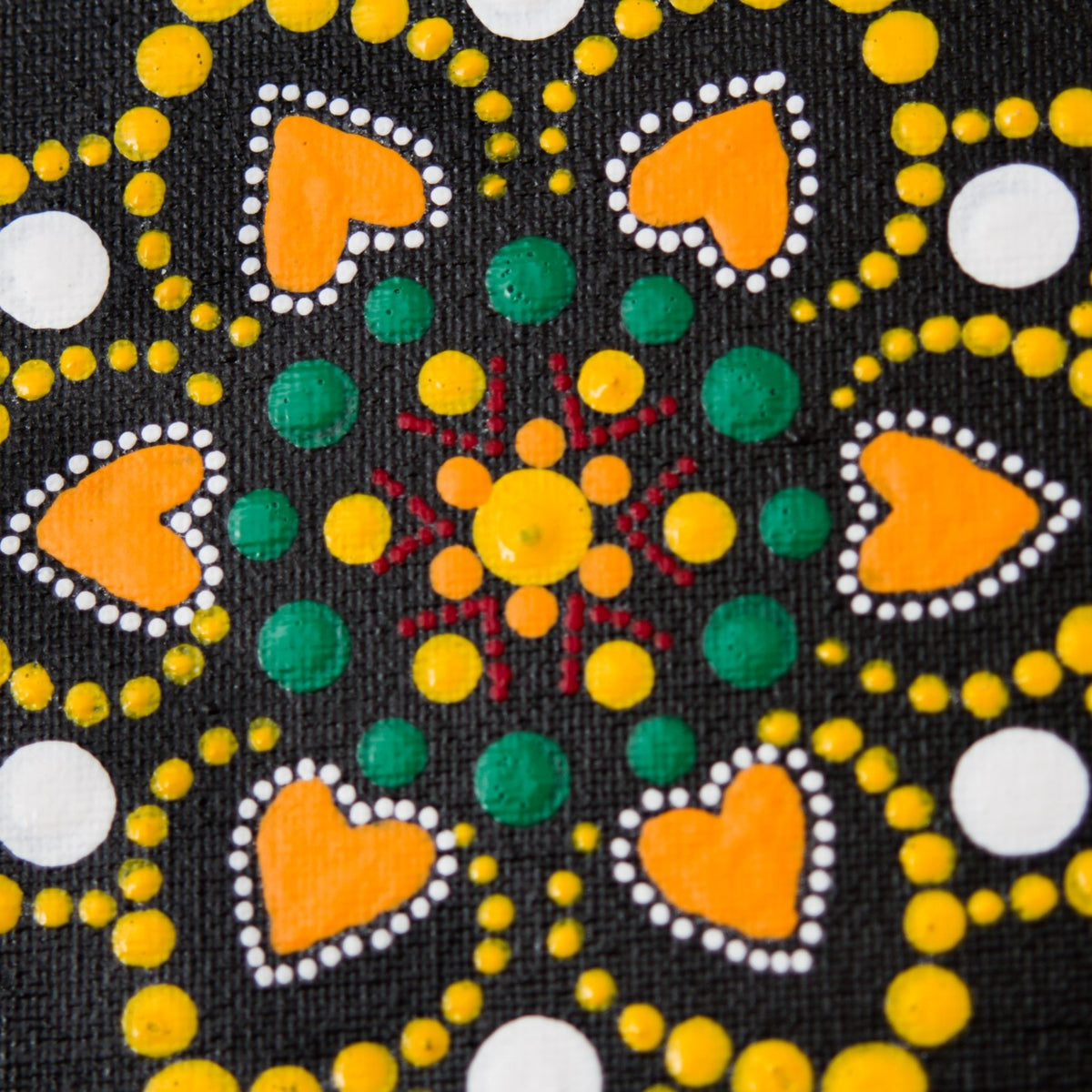 Canvas flower dot mandala orange yellow green red white