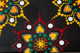 Canvas flower dot mandala detail orange yellow green red white