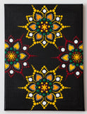 Canvas flower dot mandala orange yellow green red white