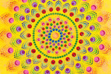 yellow red green purple pink brown colourful dot Mandala