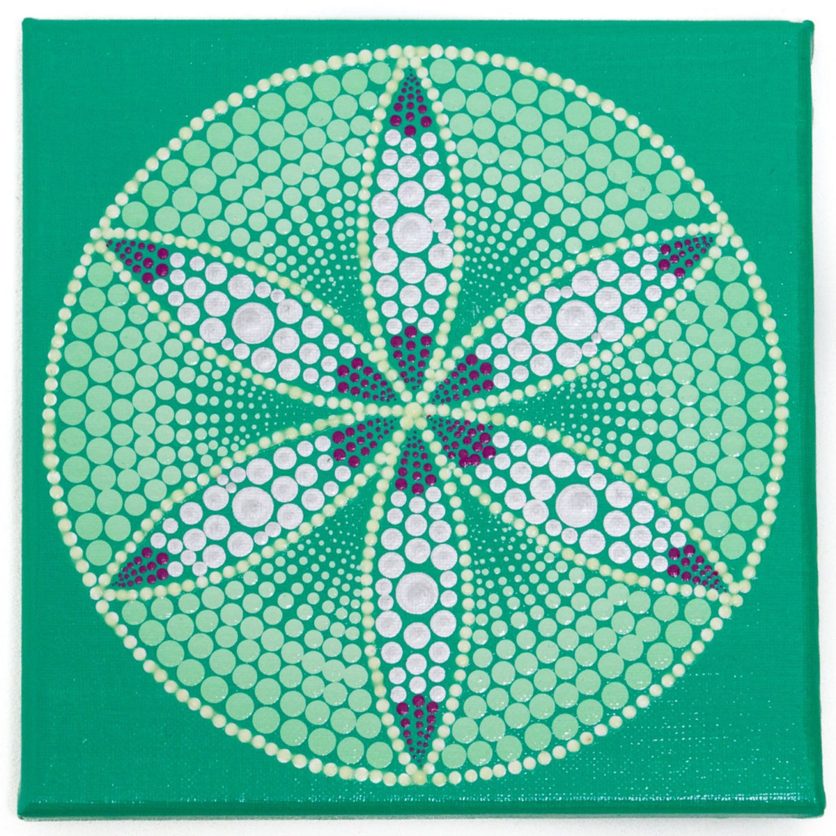 Dot mandala glow in the dark white green silver purple