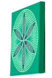 Glow in the dark dot mandala green white silver purple
