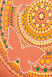 Butterfly dot mandala detail, orrange bronze yellow white green, glow in the dark