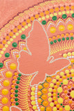 Butterfly dot mandala detail, orrange bronze yellow white green, glow in the dark