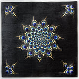Gold blue green black dot mandala