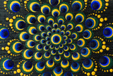 Gold blue green black dot mandala detail