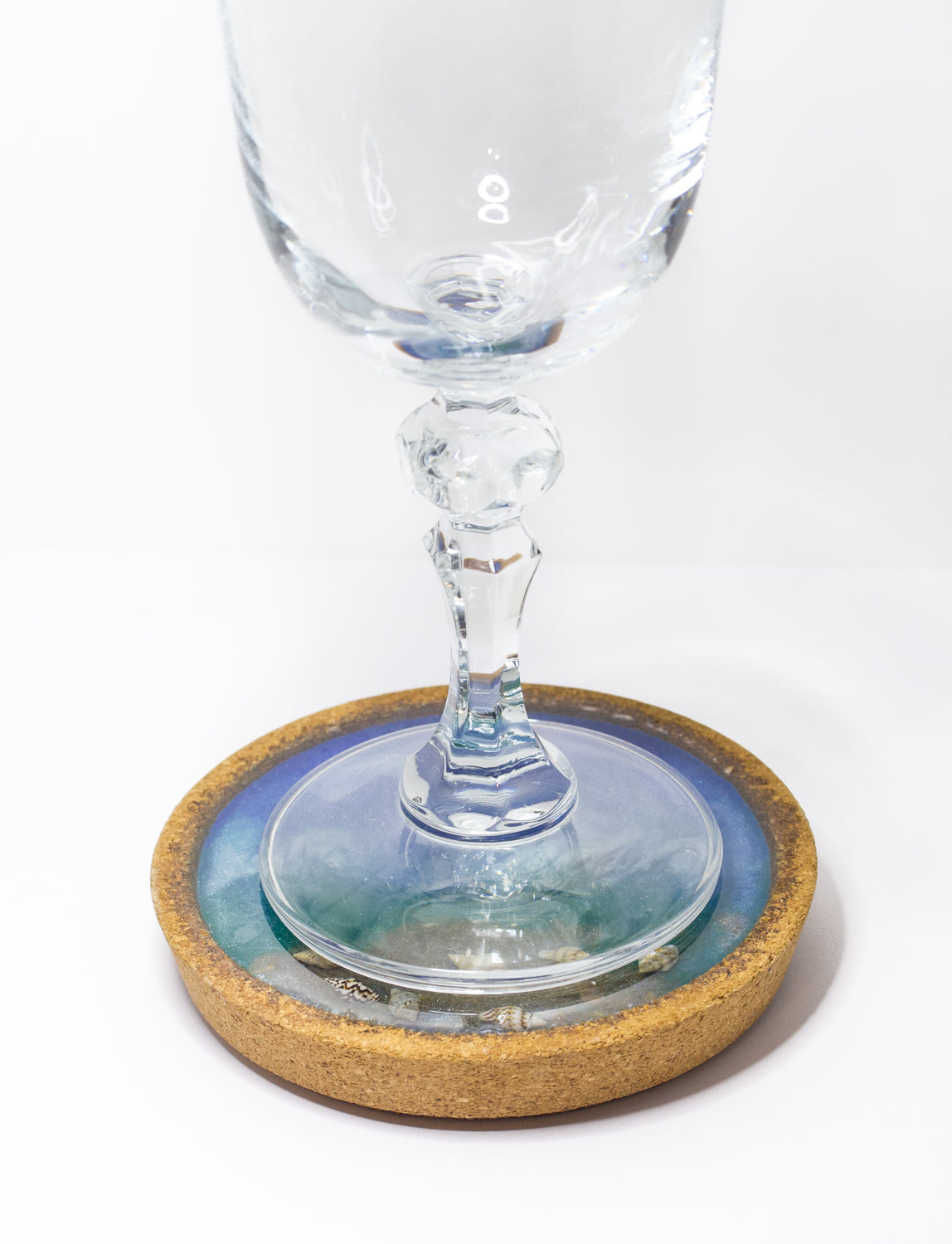 Ocean themed cork and resin coaster