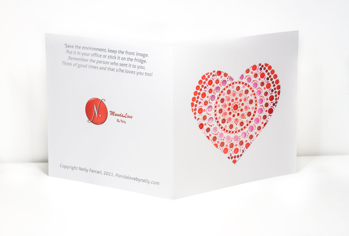 Red dotted heart greeting card, Birthday card