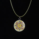 White yellow brown black resin Mandala pendant