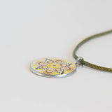White yellow brown black resin Mandala pendant