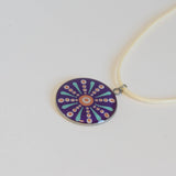 Hand painted purple Mandala style resin necklace