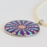 Hand painted purple Mandala style resin necklace