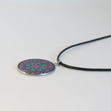Blue purple green red yellow resin Mandala pendant