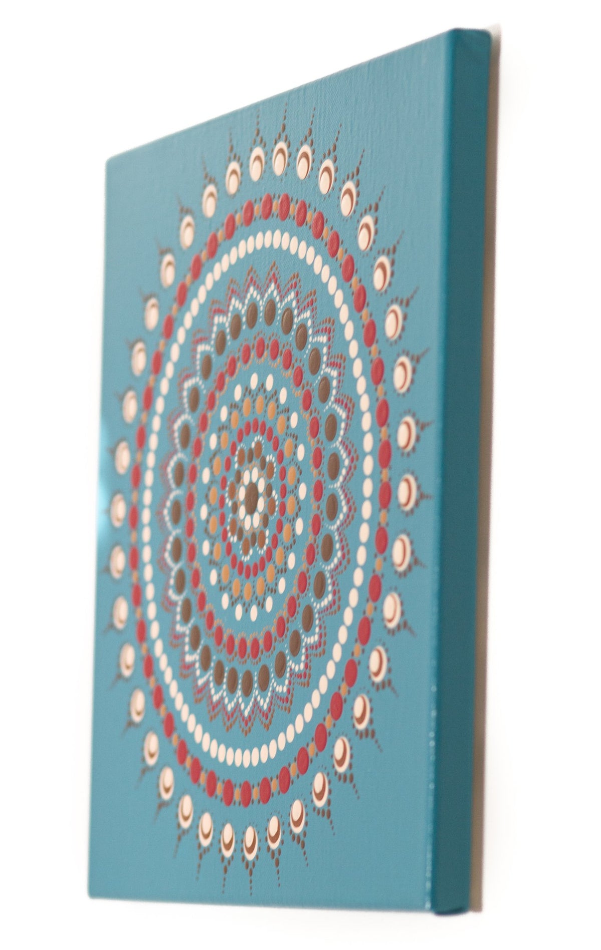 Blue brown red dot mandala meditation tool