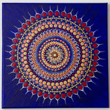 Meditation tool dot mandala blue gold bronze red green white