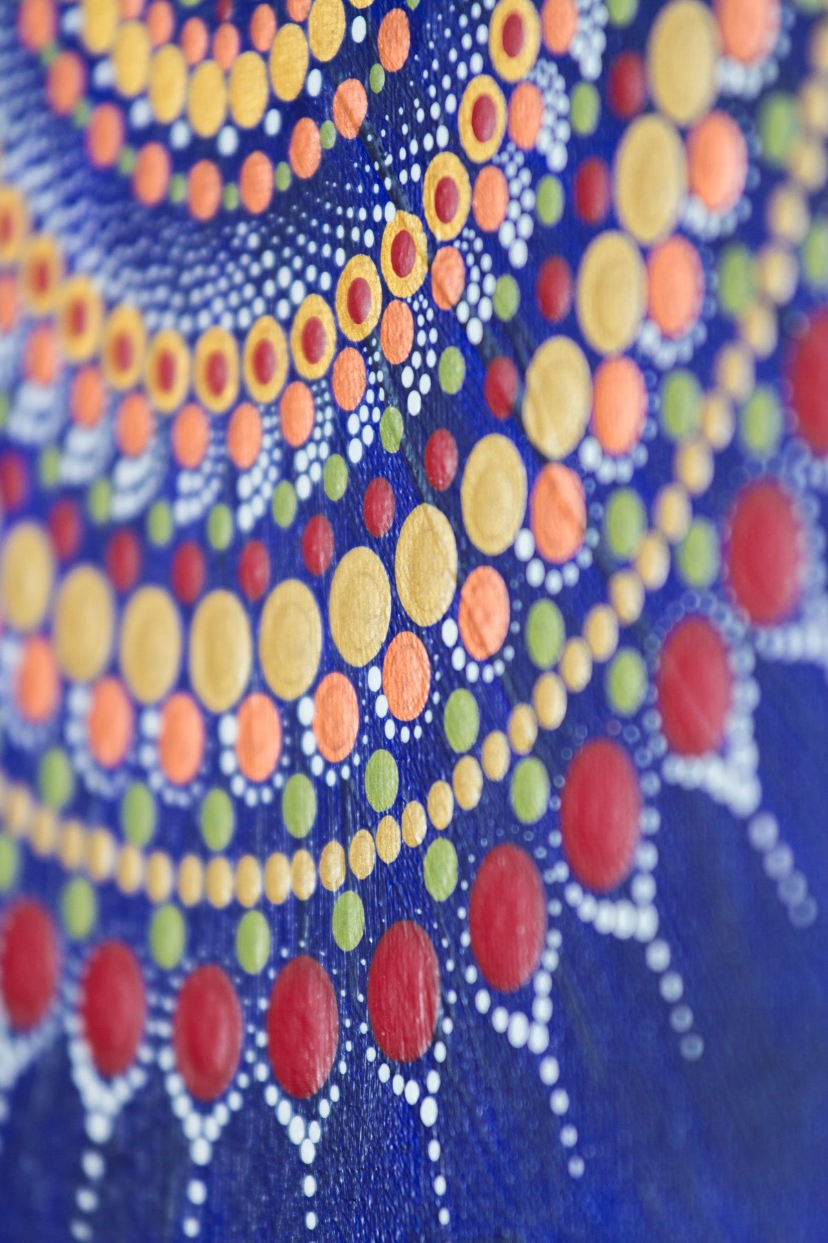 Dot Mandala meditation tool blue gold red white bronze green