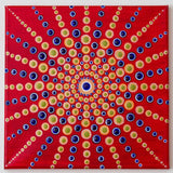 Red blue gold white orange dot mandala