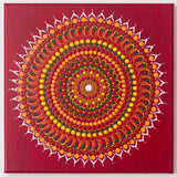 Red yellow orange green white meditation dot mandala