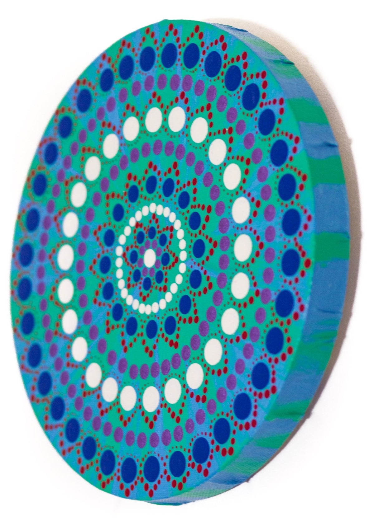 Round dot Mandala blue green red purple white