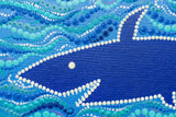 Sharks in the sea dot painting on canvas