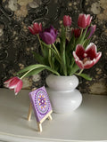 Mini dot mandala with easel purple yellow silver white
