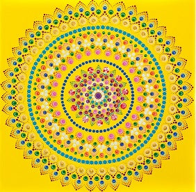 Colourful Mandala on yellow base