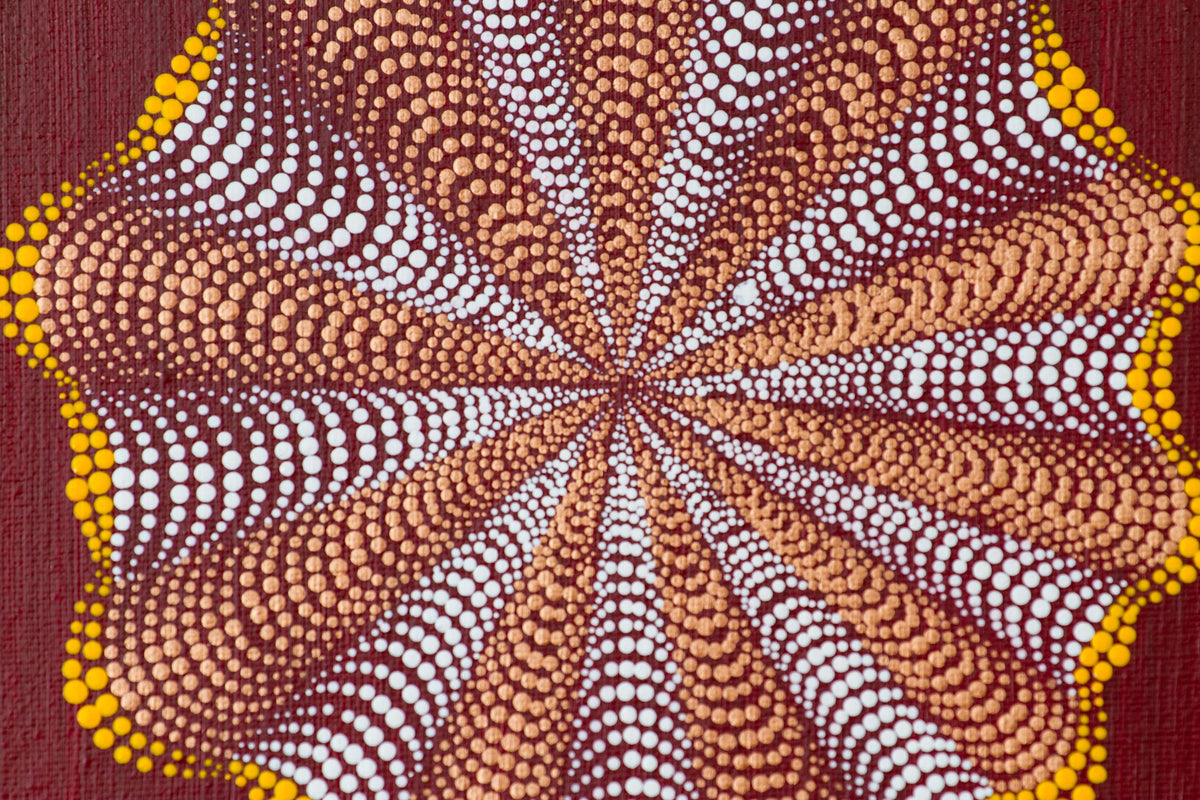 3D dot Mandala gold red yellow white