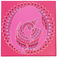Mother and child dot Mandala, pink red white