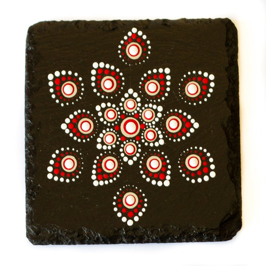 Hand dotted slate coaster set