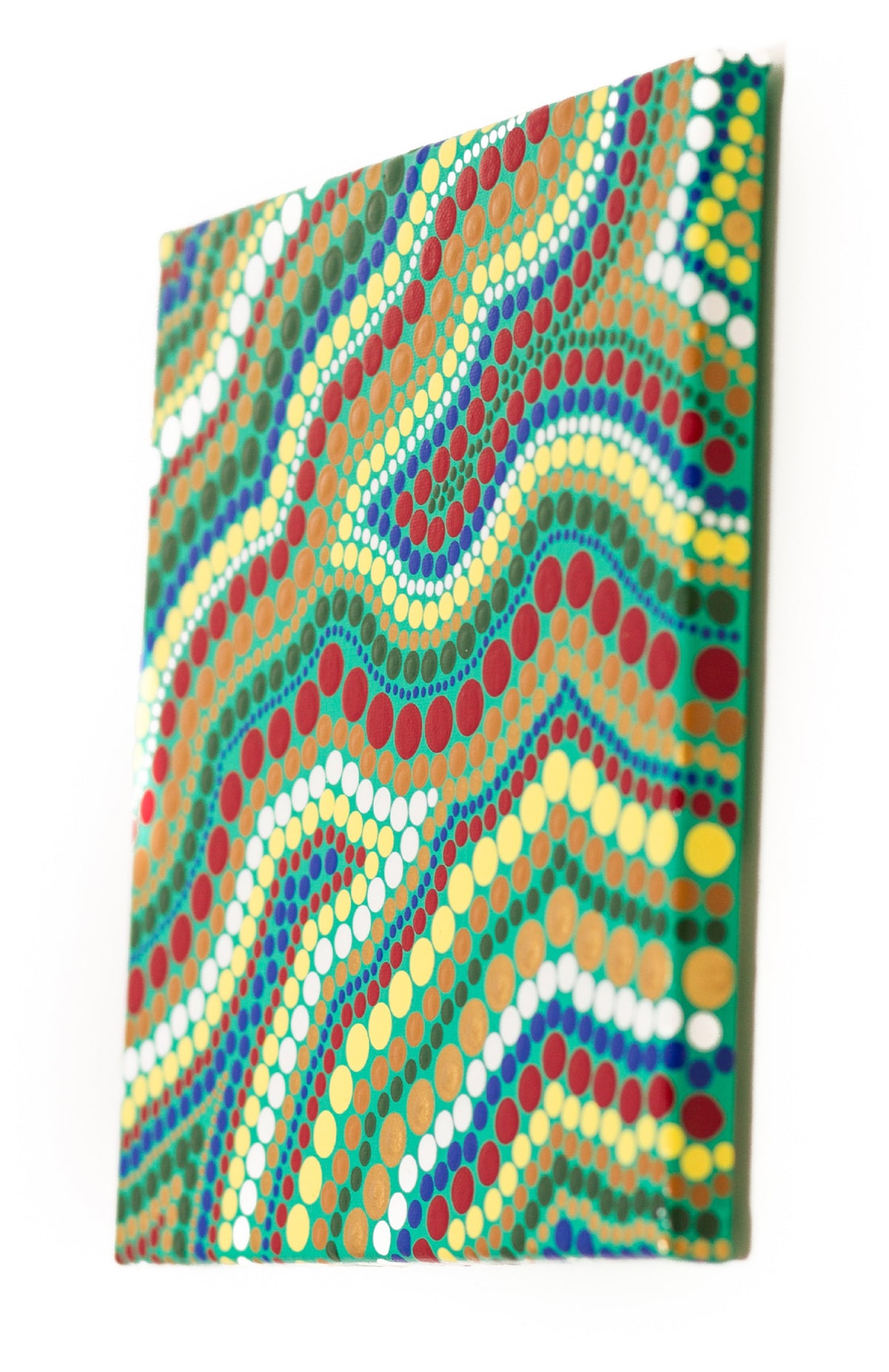 Abstract colourful dot painting canvas