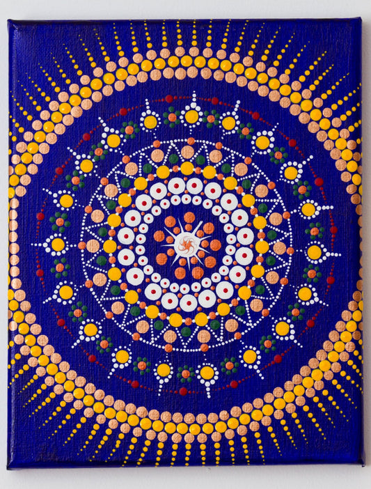 Dot Mandala bluee gold red green white bronze 