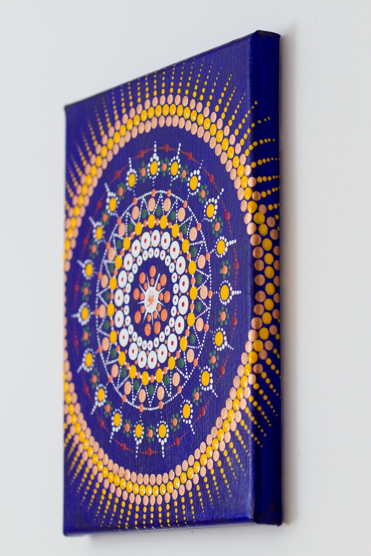 Dot Mandala bluee gold red green white bronze  canvas