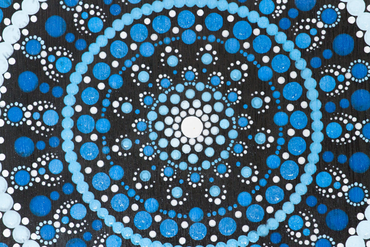 Blue white black meditation dot mandala 