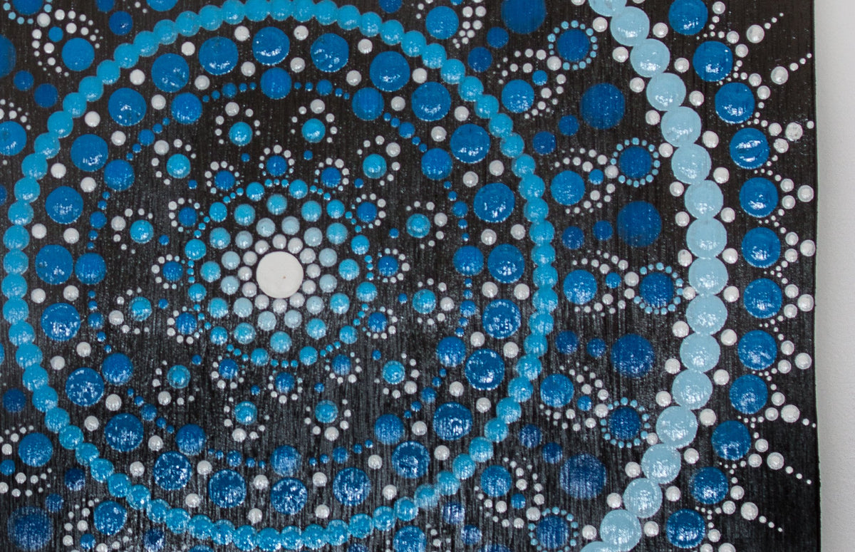 Blue white black meditation dot mandala 
