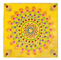 Colourful dot Mandala, yellow pink purple red green brown Mandala