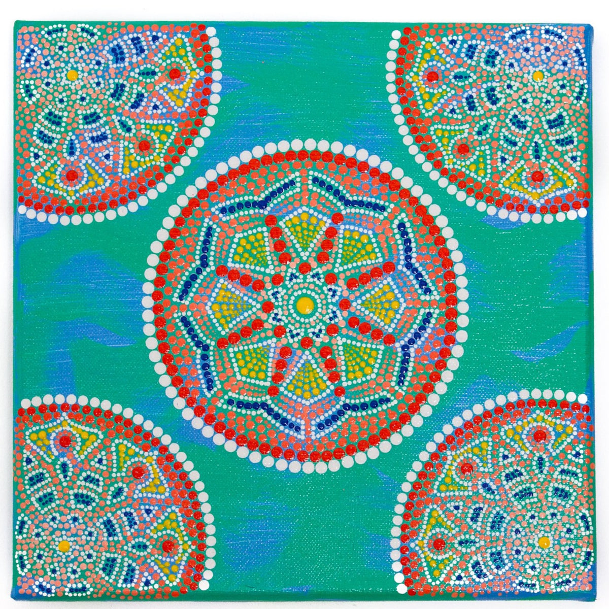 Greek mosaic style dot painting on canvas