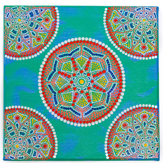 Greek mosaic style dot painting on canvas