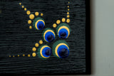 Gold blue green black dot mandala detail