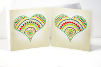 Green red yellow dot Mandala style greeting card, Birthday card