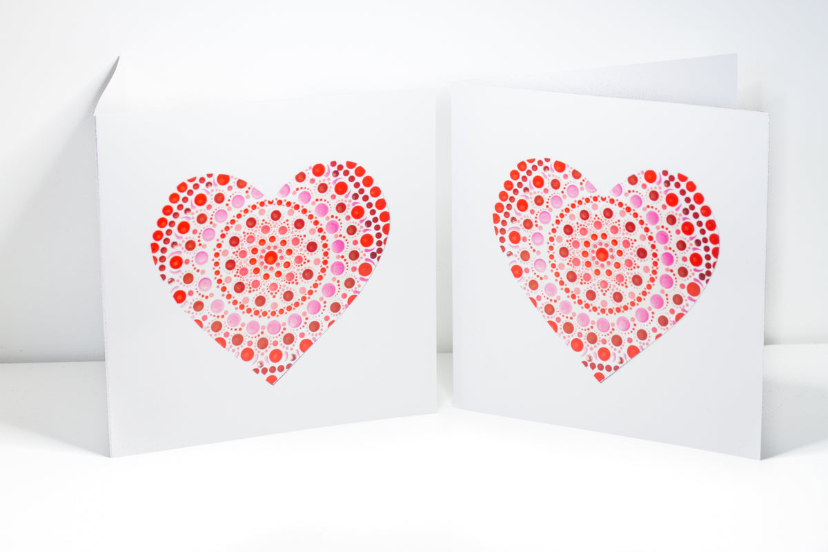 Red dotted heart greeting card, Birthday card