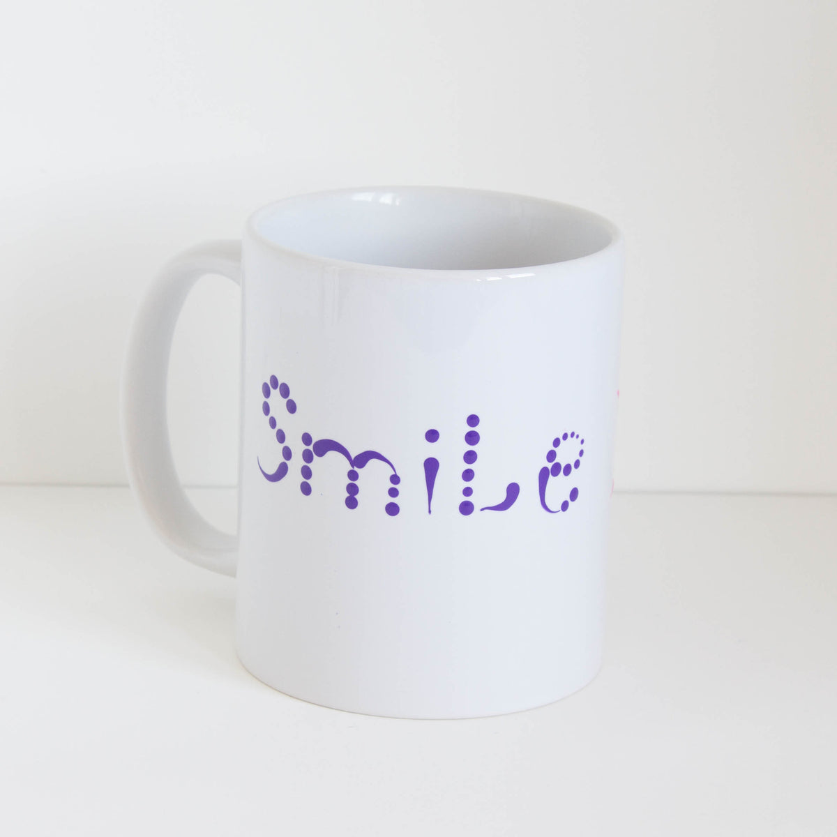 Hand painted Mandala Mug, purple, green, pink, blue, brown