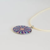 Hand painted purple Mandala style resin necklace